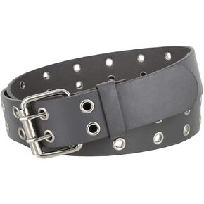 3039 Double Grommet Twin Prong Nickle Roller Buckle Leather Casual Jean Belt 1-1/2"(38mm) Wide