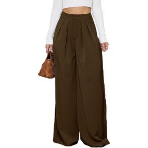 LYANER Women's High Waisted Wide Leg Palazzo Pants Hidden Zipper Loose Casual Trousers