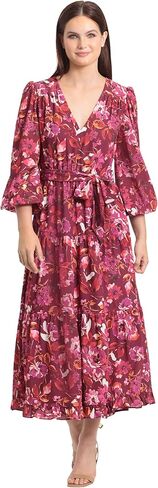Maggy London Women's V-Neck Midi Dress with Tiered Skirt in Saudi Arabia