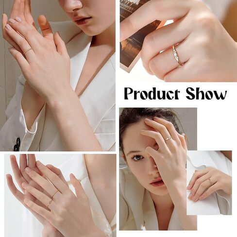 حلقات التراص مطلية بالذهب عيار 14 قيراط من Fansilver للنساء، خواتم بسيطة أنيقة وقابلة للتكديس على شكل إبهام على شكل قلب CZ، حلقات أوبال مقاس 7-9 in Kuwait