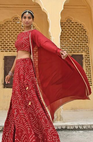 Janasya Indian Women's Maroon Rayon زخارف عرقية طباعة فويل Lehenga Choli مع Dupatta in Saudi Arabia