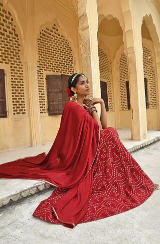Janasya Indian Women's Maroon Rayon زخارف عرقية طباعة فويل Lehenga Choli مع Dupatta in Saudi Arabia