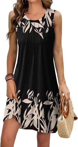Summer Beach Dresses for Women 2024 Casual Sleeveless Floral Print Pleated Sundress Cover Ups Fashion Maxi Dress in Saudi Arabia