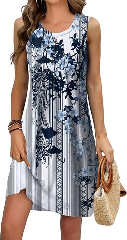 Summer Beach Dresses for Women 2024 Casual Sleeveless Floral Print Pleated Sundress Cover Ups Fashion Maxi Dress in Saudi Arabia