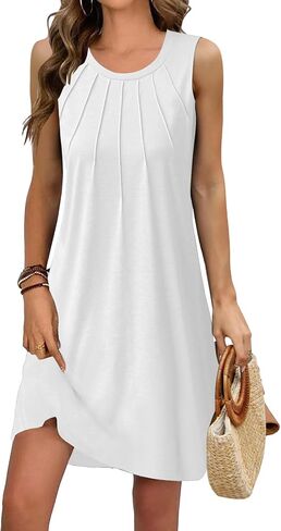 Summer Beach Dresses for Women 2024 Casual Sleeveless Floral Print Pleated Sundress Cover Ups Fashion Maxi Dress in Saudi Arabia