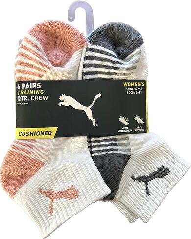 PUMA 6 PAIRS QUARTER CREW WOMEN SOCKS SHOE 5-9.5 SOCK 9-11 in Saudi Arabia