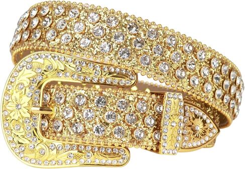 TINIDI الفاخرة حزام الرجال النساء حجر الراين حزام أحزمة جلدية الغربية الماس البريق حزام رعاة البقر بلينغ رصع الحزام in Kuwait