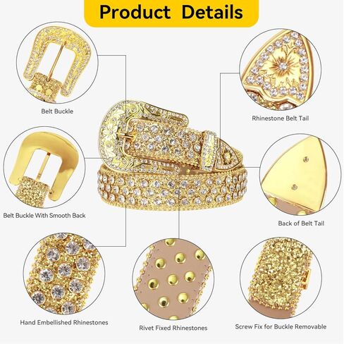 TINIDI الفاخرة حزام الرجال النساء حجر الراين حزام أحزمة جلدية الغربية الماس البريق حزام رعاة البقر بلينغ رصع الحزام in Kuwait