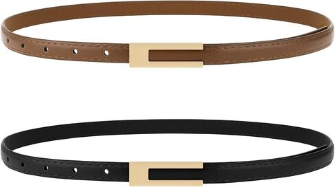 Mabor 2 Slim Belt for Women Adjustable Brown Black Waist Belt Leather Thin Belt Skinny Retro Waist Belt Decorative Belt for Jeans Dress Belt in Saudi Arabia