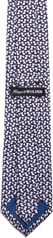 كينغز اند وولفز ربطة عنق للرجال مصنوعة من الحرير بنسبة 100% بطبعة تيرير (ازرق), اوكسفورد بلو, One Size in Kuwait