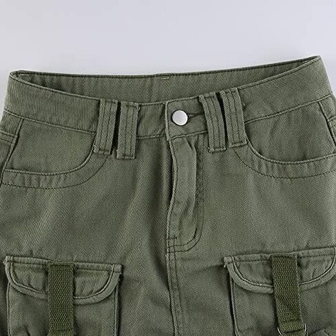 Women Cargo Mini Skirt Aesthetic Y2k 90s Low Waist Denim Short Skirt Vintage Harajuku Streetwear in Kuwait