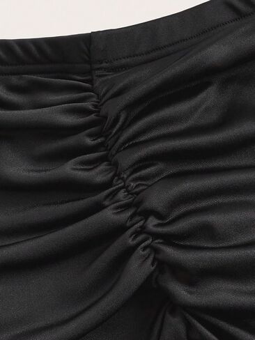 GORGLITTER Women's Ruched Ruffle Bodycon Mini Skirt Asymmetrical Hem Pencil Short Skirts in Saudi Arabia