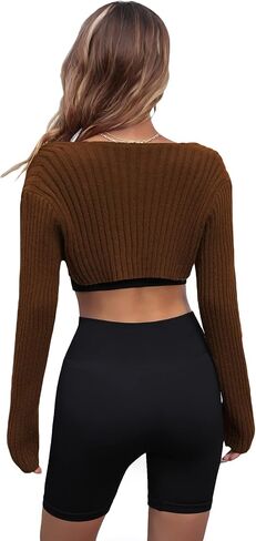SweatyRocks Women's Long Sleeve Open Front Cardigan Crop Top Ribbed Knit Bolero Tops in Saudi Arabia