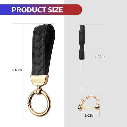 NTNEV Genuine Leather Car Keychain, Universal Car Key FOB Keychain, handmade knitted car key chain, 360 Degree Rotating with Anti-Lost D-Ring, 2 Key Rings and 1 Screwdriver, Unisex-Blue in Saudi Arabia