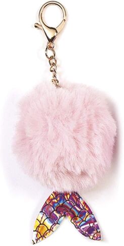 iscream Mermaid Tail Furry Pom-Pom Decorative Purse and Backpack Keyring Clip in Kuwait