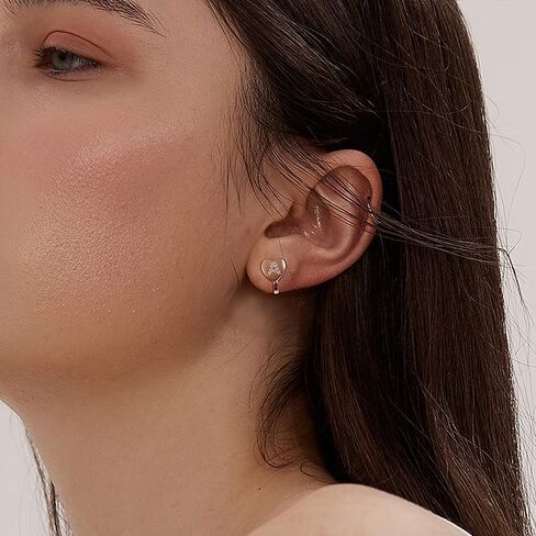 FUNRUN JEWELRY Heart Initial Clip on Stud Earrings for Women Rose Gold Plated Dainty Alphabet Letters A-Z Stud Earrings Non Pierced Stud Earrings in Kuwait