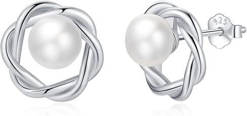 أقراط اللؤلؤ للنساء هيبوالرجينيك المياه العذبة أقراط اللؤلؤ الصغيرة 925 فضة مجوهرات للنساء هدايا وصيفات الشرف in Kuwait