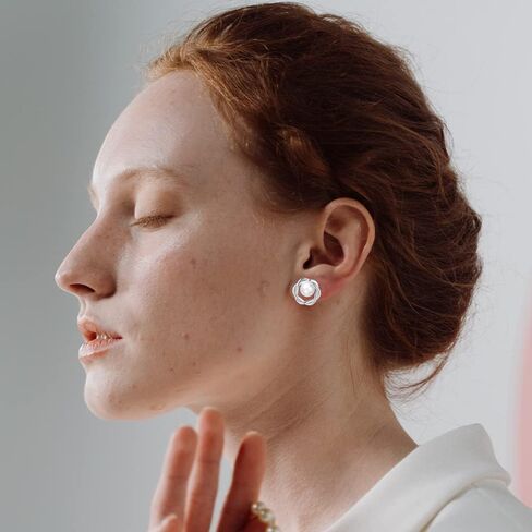 أقراط اللؤلؤ للنساء هيبوالرجينيك المياه العذبة أقراط اللؤلؤ الصغيرة 925 فضة مجوهرات للنساء هدايا وصيفات الشرف in Kuwait