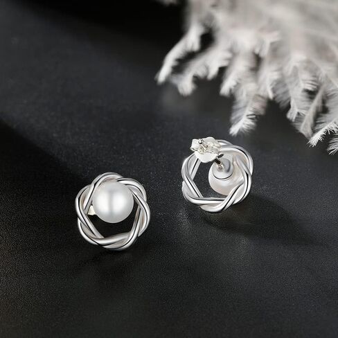 أقراط اللؤلؤ للنساء هيبوالرجينيك المياه العذبة أقراط اللؤلؤ الصغيرة 925 فضة مجوهرات للنساء هدايا وصيفات الشرف in Kuwait