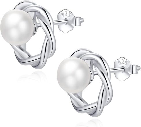 أقراط اللؤلؤ للنساء هيبوالرجينيك المياه العذبة أقراط اللؤلؤ الصغيرة 925 فضة مجوهرات للنساء هدايا وصيفات الشرف in Kuwait