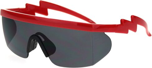 Flat Top Crooked Bolt Arm Goggle Style Color Mirror Shield 80s Sunglasses in Saudi Arabia