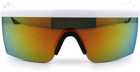 Flat Top Crooked Bolt Arm Goggle Style Color Mirror Shield 80s Sunglasses in Saudi Arabia