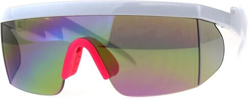 Flat Top Crooked Bolt Arm Goggle Style Color Mirror Shield 80s Sunglasses in Saudi Arabia