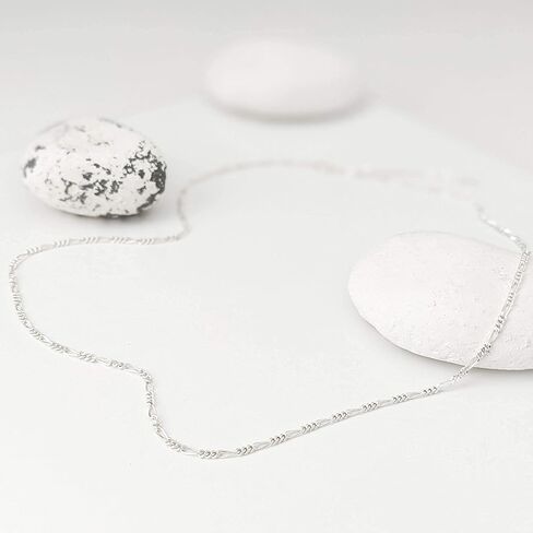 قلادة سلسلة فيجارو من الفضة الإسترلينية من أنيكا بيلا للنساء، الطول 43.18 سم - 50.8 سم، قلادات طويلة بطبقات بسيطة، مقاومة للماء، هدية بسيطة لها (سلسلة ربط) in Kuwait