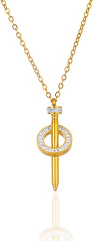 nail earrings for women 18K Gold Plated nail necklace women Hypoallergenic Dangle Pendant Stainless Steel Polished Earring and necklaces (2PCS) in Saudi Arabia