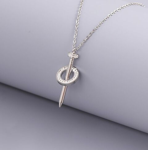 nail earrings for women 18K Gold Plated nail necklace women Hypoallergenic Dangle Pendant Stainless Steel Polished Earring and necklaces (2PCS) in Saudi Arabia