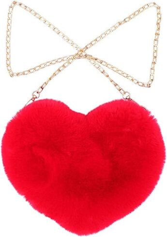 Women Cute Plush Crossbody Bag Cute Heart Shaped Cellphone Fluffy Shoulder Bag for girls in Saudi Arabia