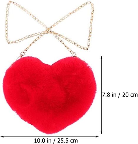 Women Cute Plush Crossbody Bag Cute Heart Shaped Cellphone Fluffy Shoulder Bag for girls in Saudi Arabia
