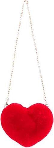 Women Cute Plush Crossbody Bag Cute Heart Shaped Cellphone Fluffy Shoulder Bag for girls in Saudi Arabia