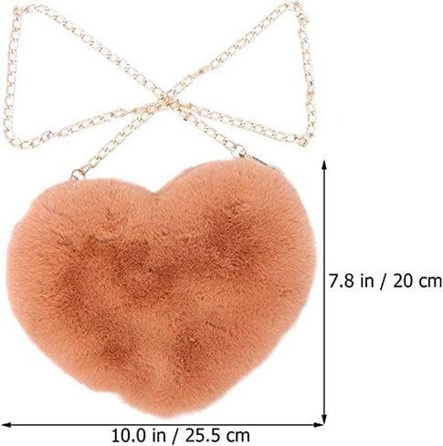 Women Cute Plush Crossbody Bag Cute Heart Shaped Cellphone Fluffy Shoulder Bag for girls in Saudi Arabia