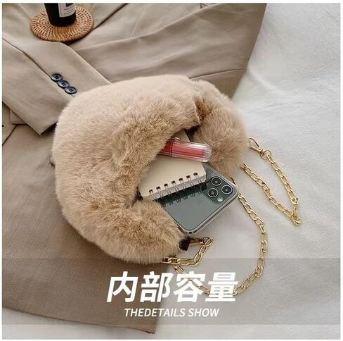 Women Cute Plush Crossbody Bag Cute Heart Shaped Cellphone Fluffy Shoulder Bag for girls in Saudi Arabia