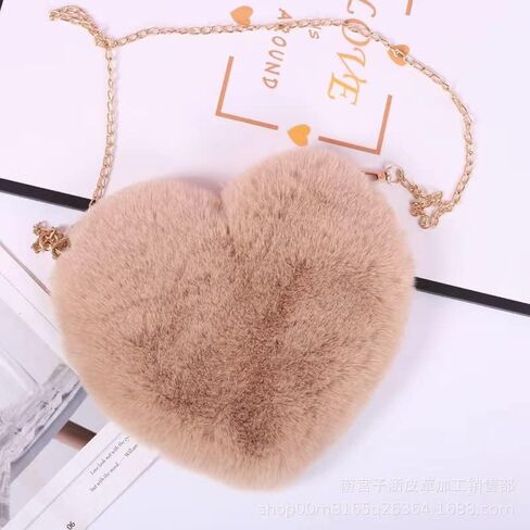 Women Cute Plush Crossbody Bag Cute Heart Shaped Cellphone Fluffy Shoulder Bag for girls in Saudi Arabia