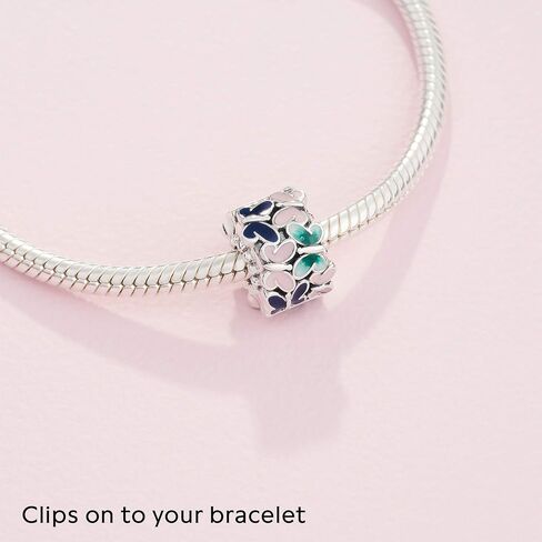 Pandora Butterflies Clip Charm - Compatible Moments Bracelets - Jewelry for Women - Gift for Women in Your Life - Made with Sterling Silver & Enamel, With Gift Box in Saudi Arabia