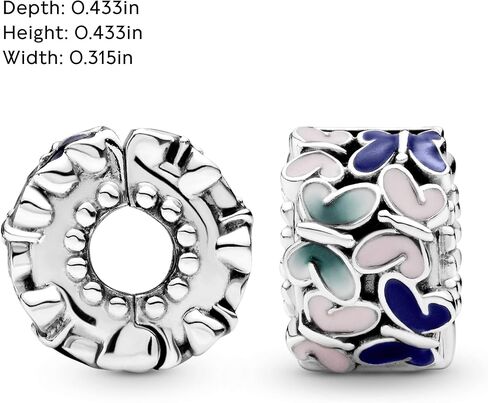Pandora Butterflies Clip Charm - Compatible Moments Bracelets - Jewelry for Women - Gift for Women in Your Life - Made with Sterling Silver & Enamel, With Gift Box in Saudi Arabia