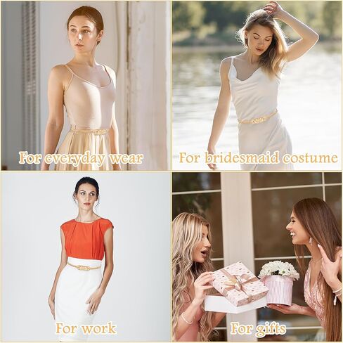 Mabor Metal Skinny Belt for Women, Gold Elastic Thin Waist Belt for Dress Metal Chain Waist Belt for Girls Women in Saudi Arabia