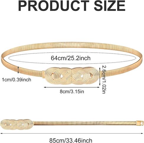 Mabor Metal Skinny Belt for Women, Gold Elastic Thin Waist Belt for Dress Metal Chain Waist Belt for Girls Women in Saudi Arabia