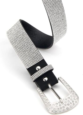 حزام جلد نسائي من حجر الراين لفساتين بناطيل الجينز وحزام مرصع بلينغ in Kuwait