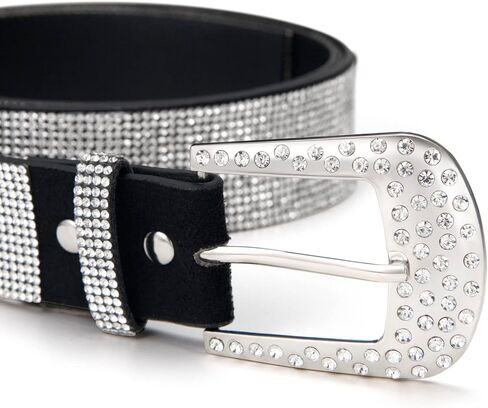 حزام جلد نسائي من حجر الراين لفساتين بناطيل الجينز وحزام مرصع بلينغ in Kuwait