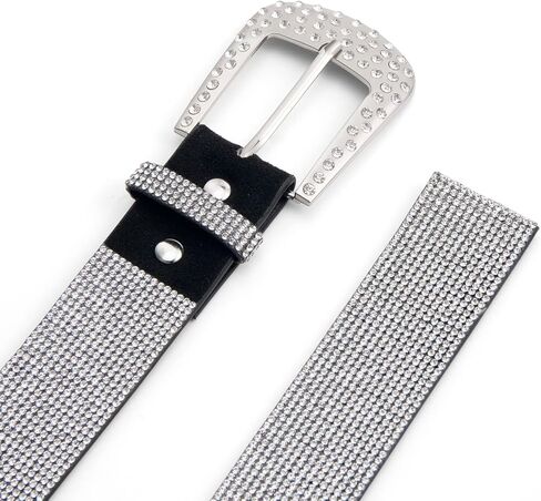 حزام جلد نسائي من حجر الراين لفساتين بناطيل الجينز وحزام مرصع بلينغ in Kuwait