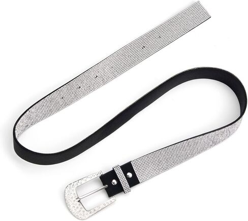 حزام جلد نسائي من حجر الراين لفساتين بناطيل الجينز وحزام مرصع بلينغ in Kuwait