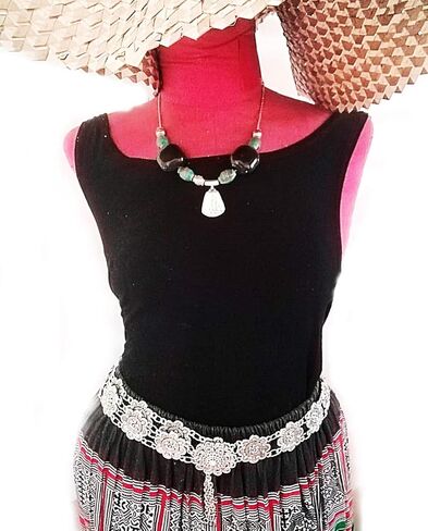 بون باند احزمة مطلية بالفضة بتصميم مستوحى من التقاليد التايلاندية الكبرى بنمط فينتاج لحفلات الزفاف للنساء، فستان وتنورة سارونج شرقية in Kuwait