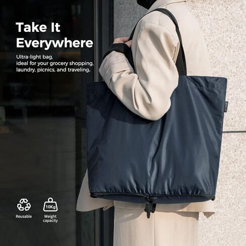 احزمي حقيبة حمل خفيفة الوزن وقابلة للتعبئة سعة 16 لترًا، وحقيبة بقالة قابلة للطي مقاومة للماء، وحقيبة تسوق قابلة لإعادة الاستخدام in Kuwait