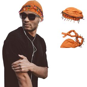 Turban Durag for Men,Satin Lined Halo head scarf Adjustable Sleeping Bonnet PRE-Tied Head wraps for Women