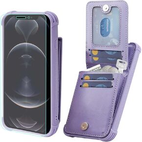 VANAVAGY iPhone 12/12 Pro Wallet Case for Women and Men,Leather Magnetic Clasp Flip Folio Phone Cover with Credit Card Holder and Coin Pocket,Brown in Kuwait