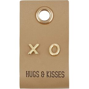 Santa Barbara Design Studio Fleur Jewelry Gold Stud Leather Tag Earrings, XO