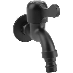 Washing Machine Tap, Wall Mount Water Tap 304 Stainless Steel Sink Faucet Black Garden Water Faucet for Bathroom Laundry Balcony (1)